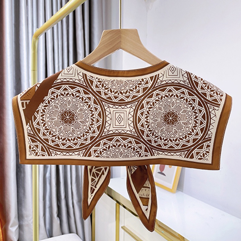 Yoi Khăn Choàng Cổ Lụa In Họa Tiết Hình Học Nhiều Màu Sắc Có Thể Tháo Rời