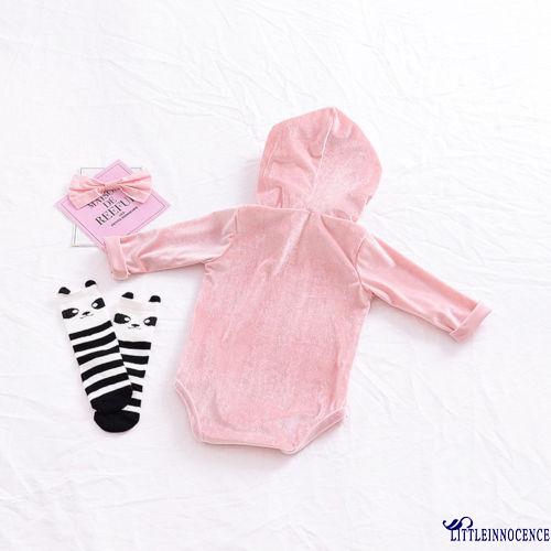 EII-Cute Velvet Baby Infant Girl Romper Hooded Jumpsuit Bodysuit Outfits Clothes Xmas