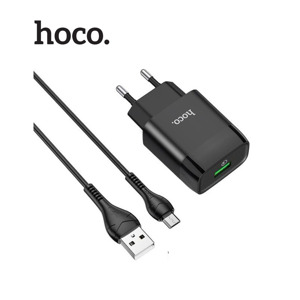 Bộ sạc nhanh Hoco C72Q MIcro USB, sạc nhanh 3A, PD 18W, tương thích với nhiều thiết bị điện thoại Samsung/Xiaomi/Oppo,..