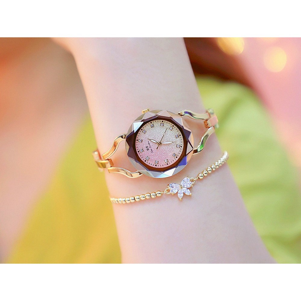 [ xả kho ] Đồng hồ nữ Bee Sister FA0673, dây thép cao cấp, mặt đa giác mang phong cách hàn quốc