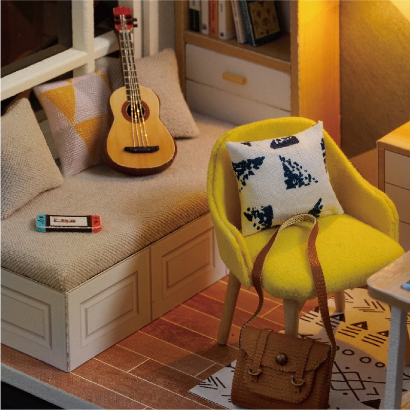 Nhà mô hình tự lắp ráp DIY - Căn nhà guitar QT007