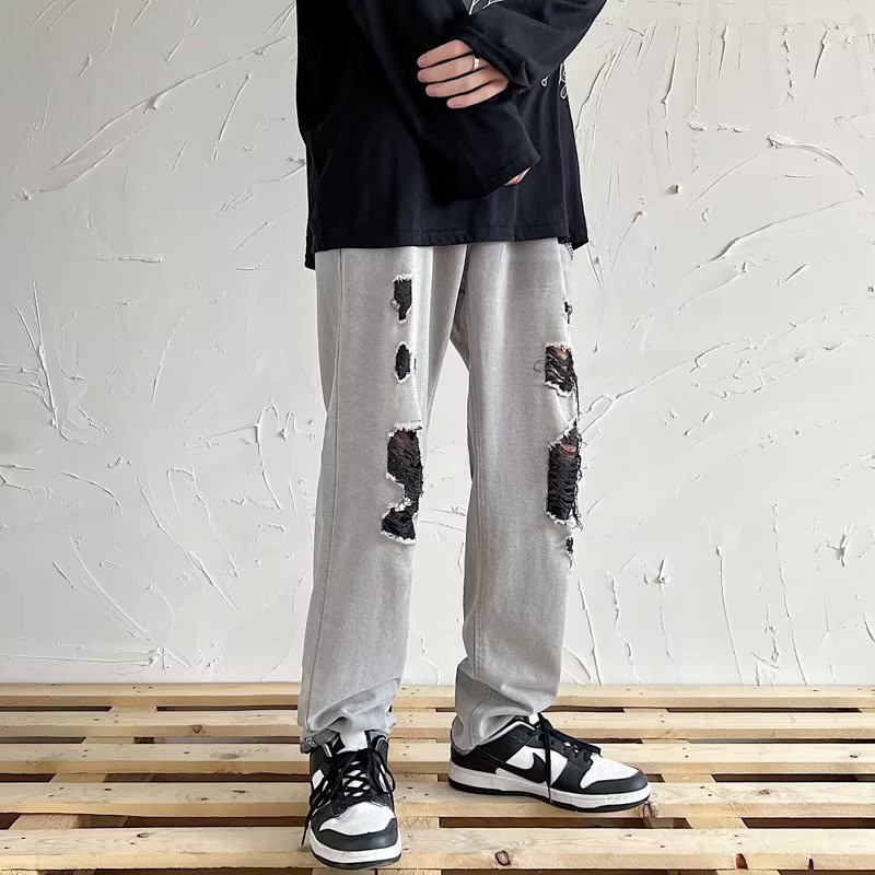 Quần jeans Rách Thời Trang Hip Hop Đường Phố Hàn Quốc Dành Cho Nam S-3XL