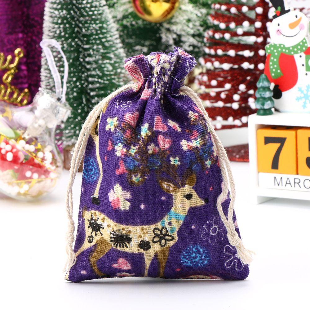 CONOPERY Bộ 5 Túi Vải Lanh Đựng Quà Giáng Sinh