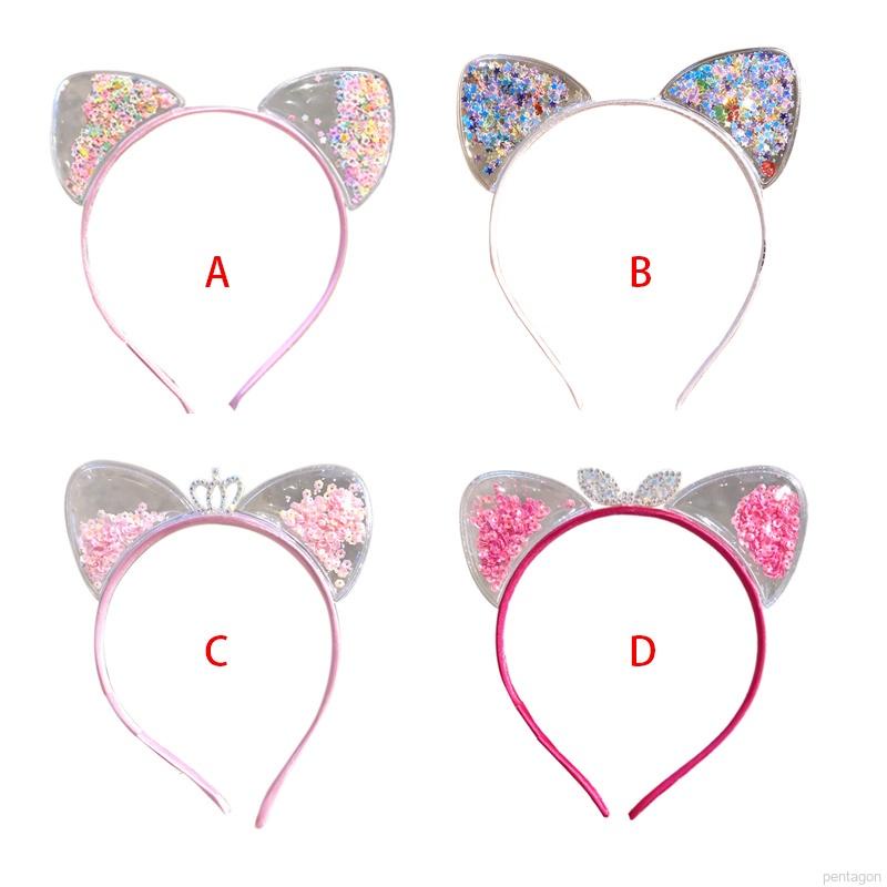 Cài tóc tai mèo đính sequin lấp lánh thời trang dễ thương cho bé gái