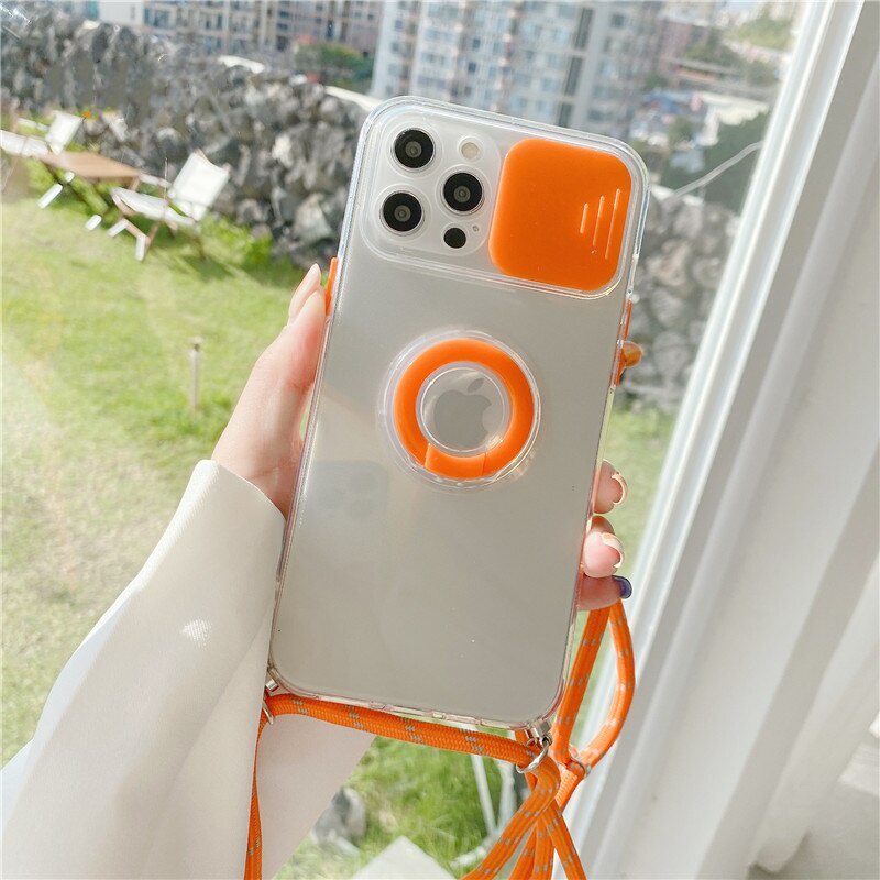 Ốp điện thoại dẻo trong suốt có dây đeo thích hợp cho IPHONE 13 11 12 PRO MAX X XS XR 7 8 PLUS SE 2020