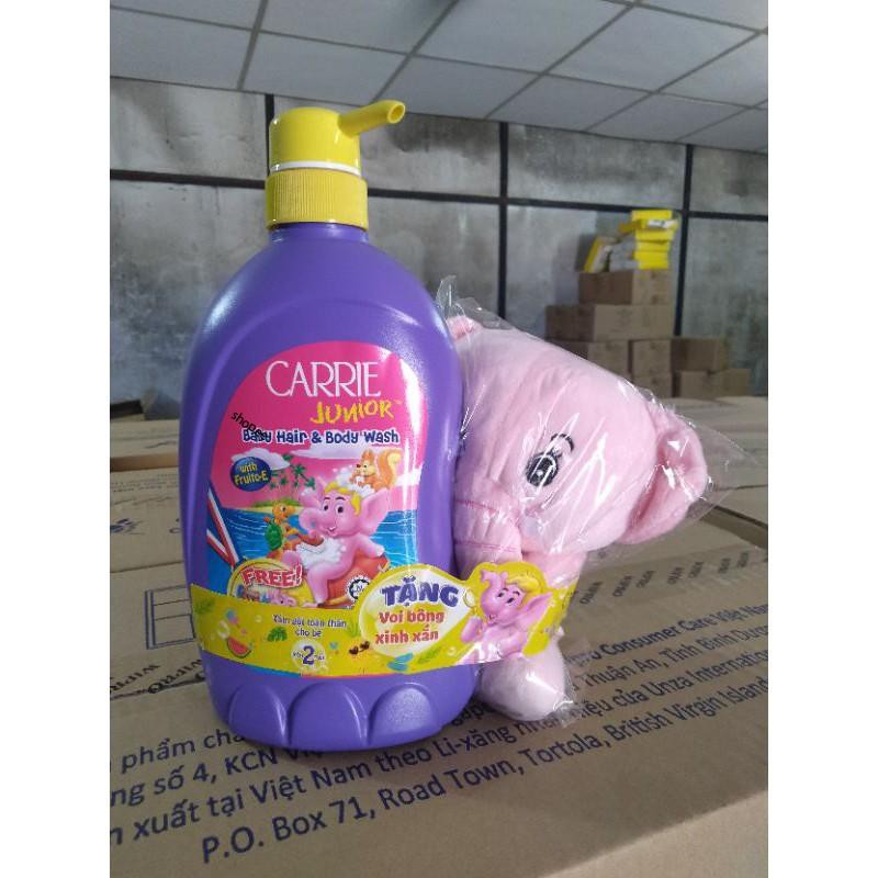 Sữa Tắm Gội Toàn Thân Carrie Junior Hương cherry --tinh chất sữa-- hương nho (700g) - Tặng Kèm Gấu Bông