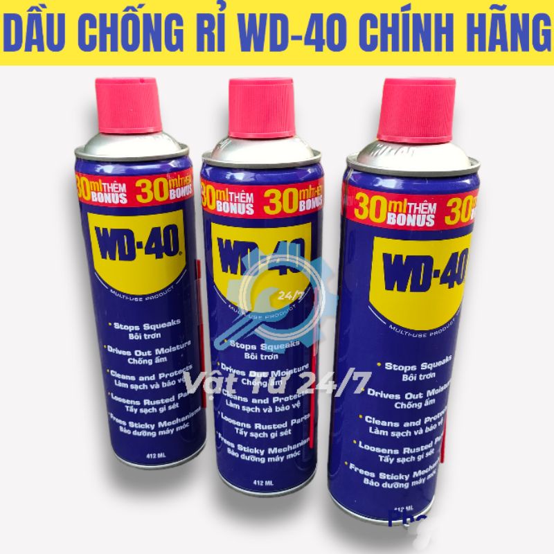 Dầu bôi trơn chống rỉ sét Đa Năng WD-40 dung tích 412ml WD40 nhập khẩu chính hãng