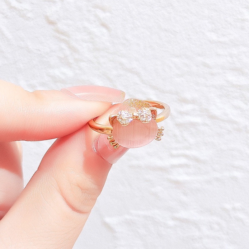 [Jiudolan] Nhẫn Opal Hình Mèo Dễ Thương Có Thể Điều Chỉnh Kích Cỡ Cho Nữ