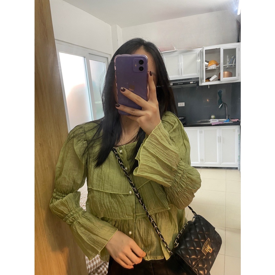 Áo Tơ Bèo Tiểu Thư Cổ Vuông - Sarang Clothing