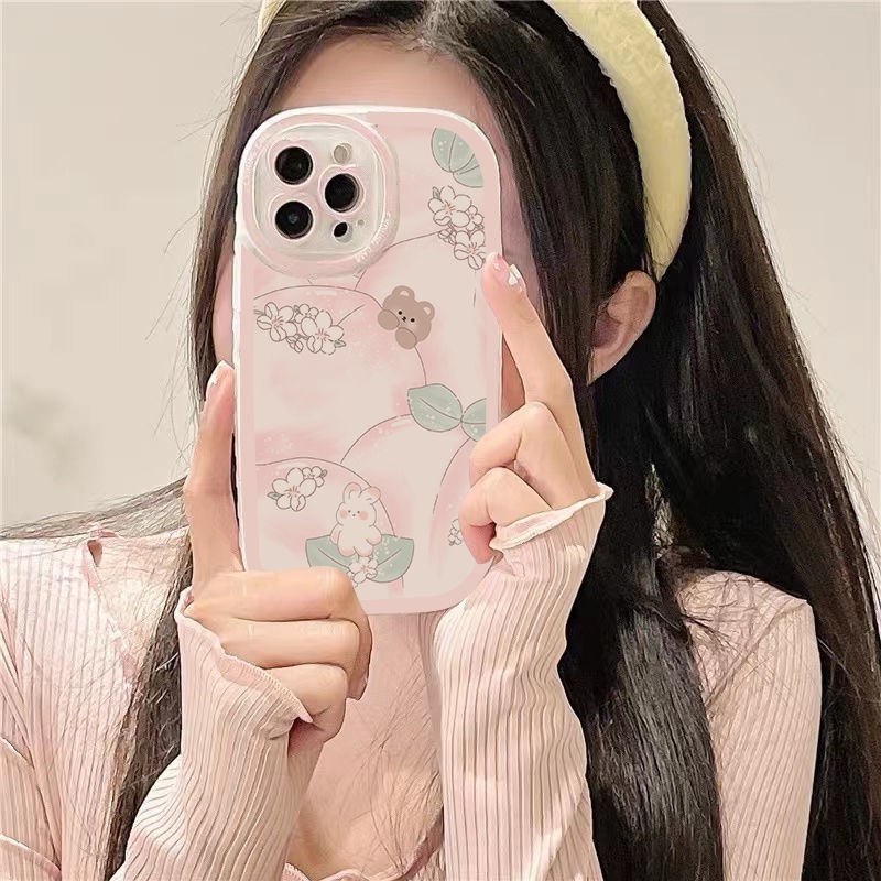Ốp Điện Thoại Trong Suốt In Hình Thỏ Gấu Hoạt Hình Mùa Hè Cho Iphone13pro Max Apple 12 11 X XR XS