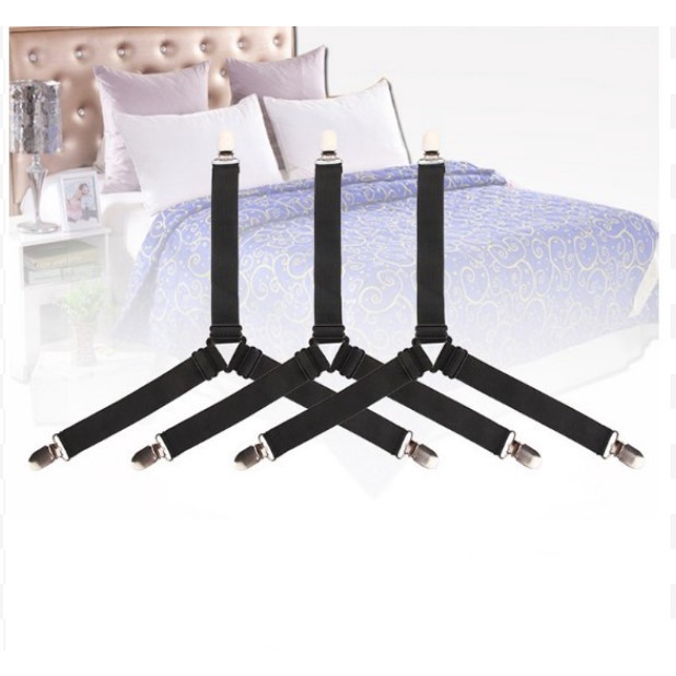Combo 4 dây kẹp cố định ga trải giường kẹp KIM LOẠI, dây chun cố định góc nệm chống xê dịch ga trải giường