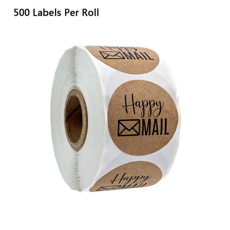 Cuộn 500 Nhãn Dán Tròn In Chữ Thank You Dùng Trang Trí Thủ Công