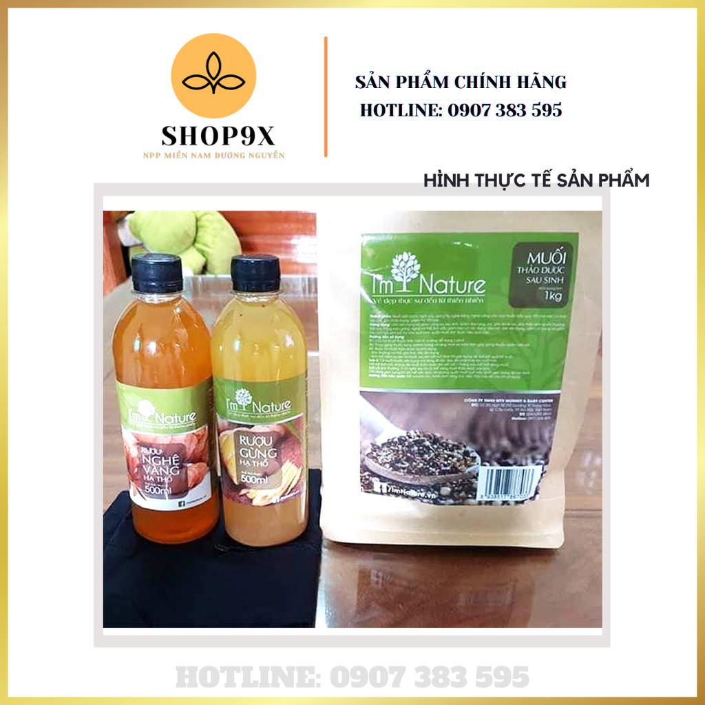 Combo Sau Sinh: Muối Thảo Dược + Rượu Gừng & Nghệ Hạ Thổ 3 Năm + Tặng Đai Quấn Cho Mẹ Sau Sinh I'm Nature