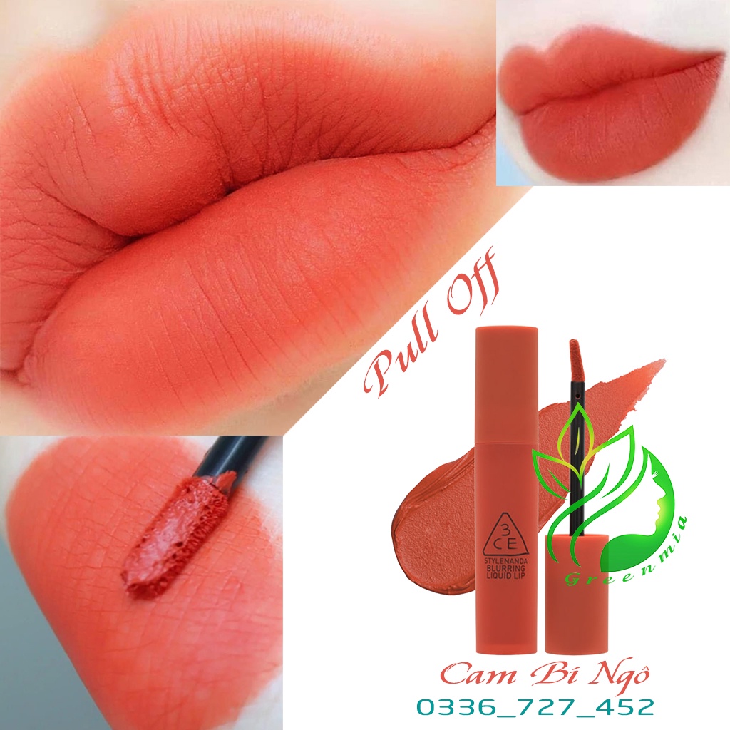 Son Kem Lì 3CE Blurring Liquid Lip 5.5g Bearberry Stick Around Delicate Soul Claret Nude Scene Start Now So Over