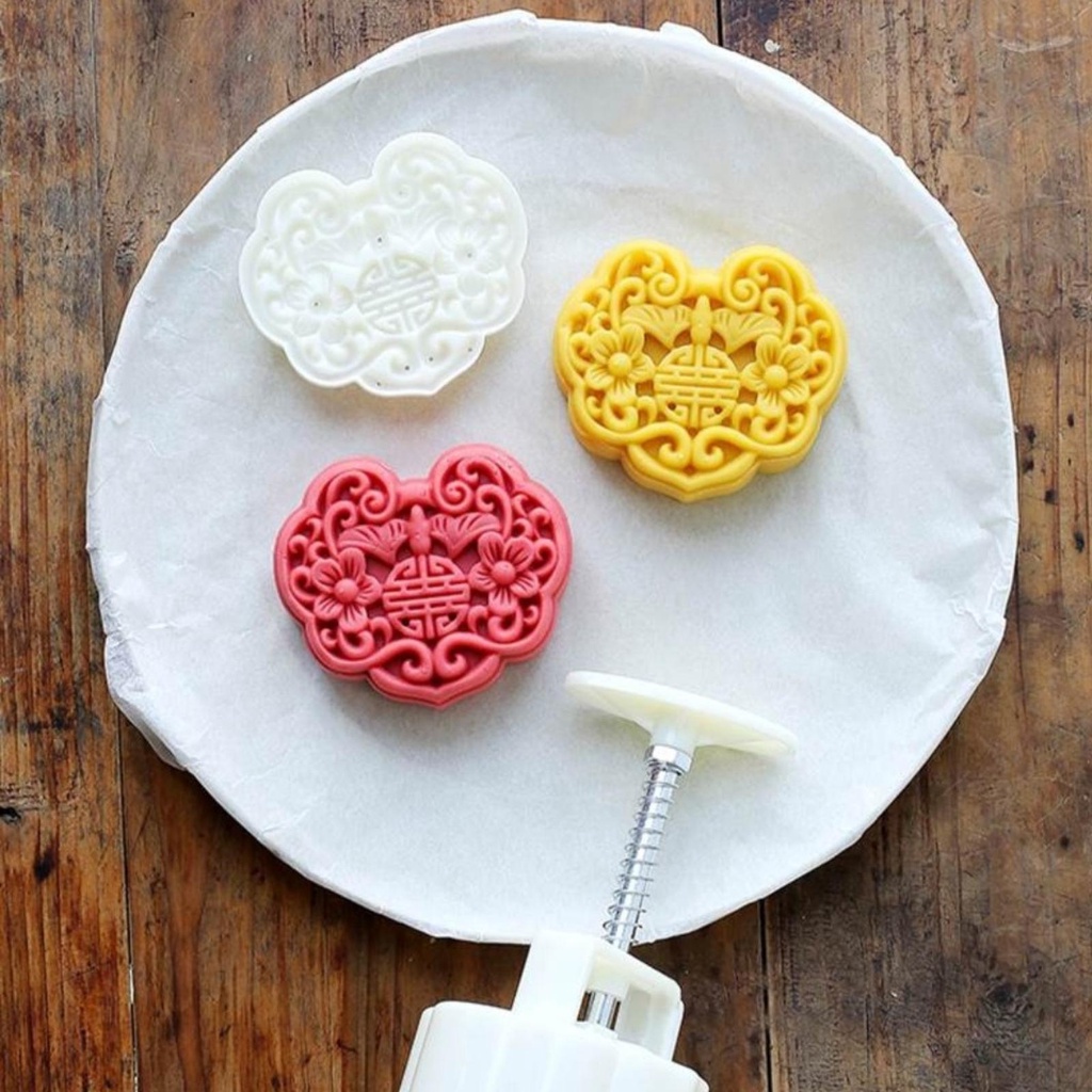 Khuôn trung thu lò xo các mẫu hoa trang trí, khuôn 75g và 150g loại 1 mặt