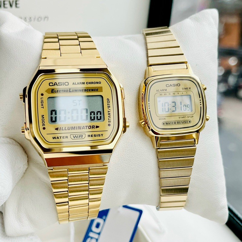 Đồng hồ điện tử nam nữ Casio A168 Gold LA670 Gold