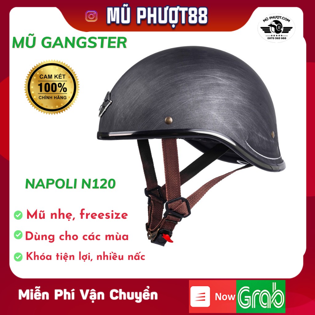 Mũ nửa đầu Napoli N120 Gangster vintage - Nón bảo hiểm cực ngầu bảo hành 12 tháng