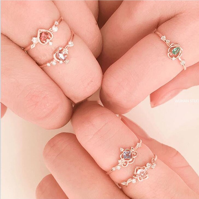 DISNEY Set Nhẫn Và Vòng cổ Mạ Vàng 18K Đính Đá Thời Trang Cho Nữ