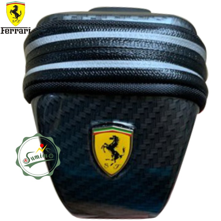 Túi xe đạp - Túi cọc yên FERRARI form cứng vân Carbon cao cấp - Chính hãng