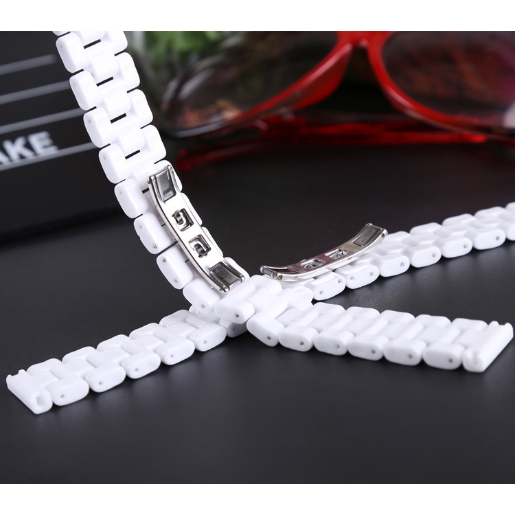 Dây Đeo Đồng Hồ Bằng Sứ Màu Trắng Đen Sang Trọng Thời Trang unisex 14mm 16mm 18mm
