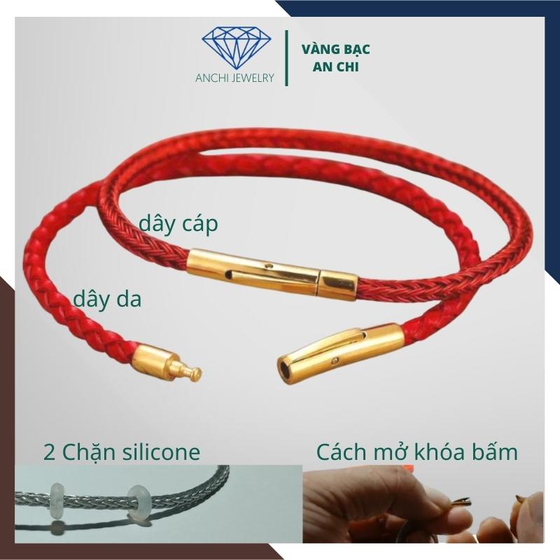 Vòng tay dây cáp đeo lu thống / charm / đồng điếu phong thủy - mẫu khóa bấm. Anchi jewelry