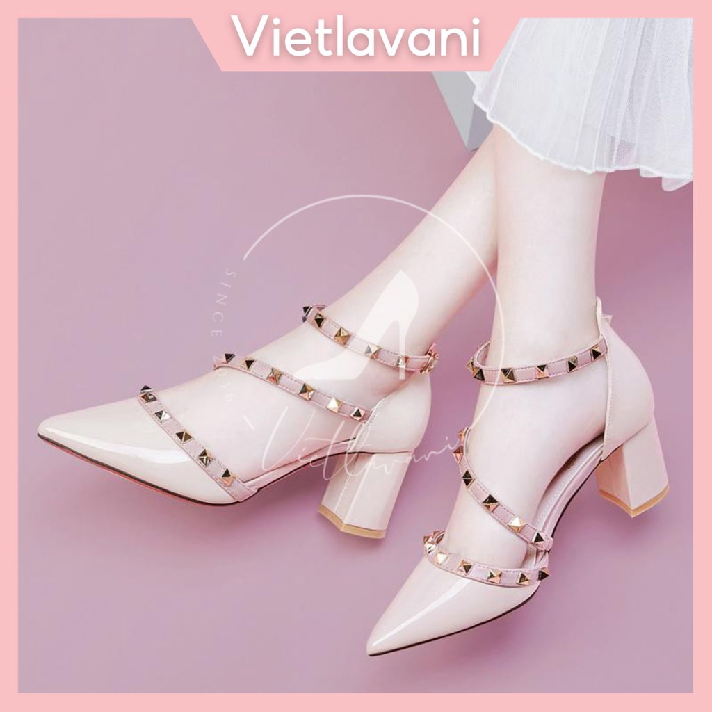 Giày cao gót THC42 đế vuông 7cm kiểu dáng thời trang quý phái