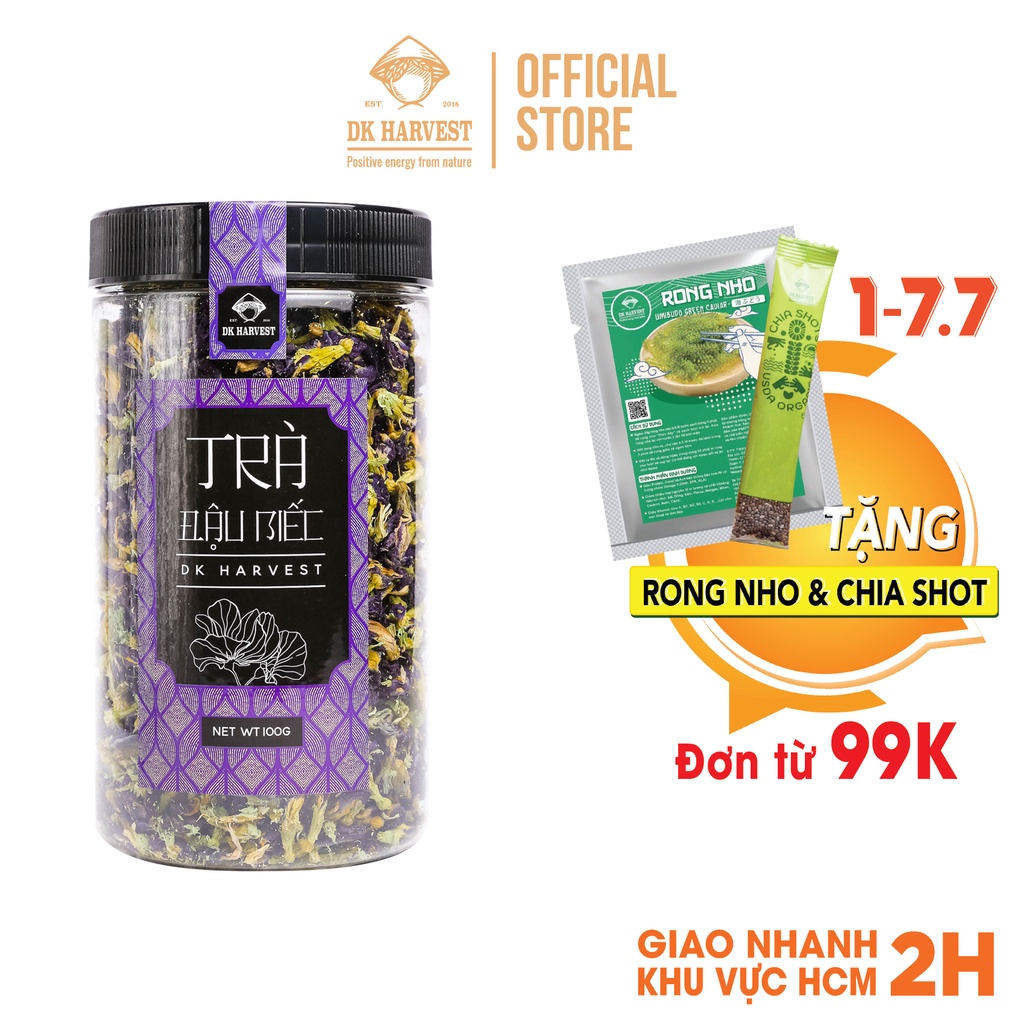 Trà Hoa Đậu Biếc Sấy Khô Nguyên Bông DK Harvest - 100g