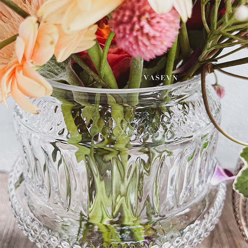 Lọ Hoa Thủy Tinh - Dáng thấp - Miệng Loe - Decor