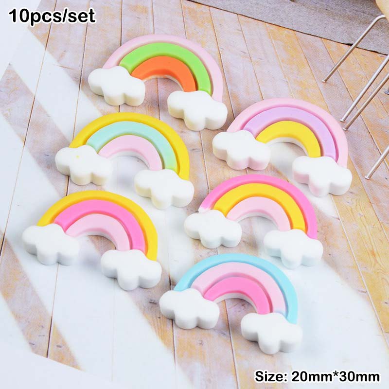 Set 10 Phụ Kiện Trang Trí Điện Thoại Hình Cầu Vồng/Mặt Trăng/Vương Miện/Đám Mây/Mặt Trời/Đám Mây