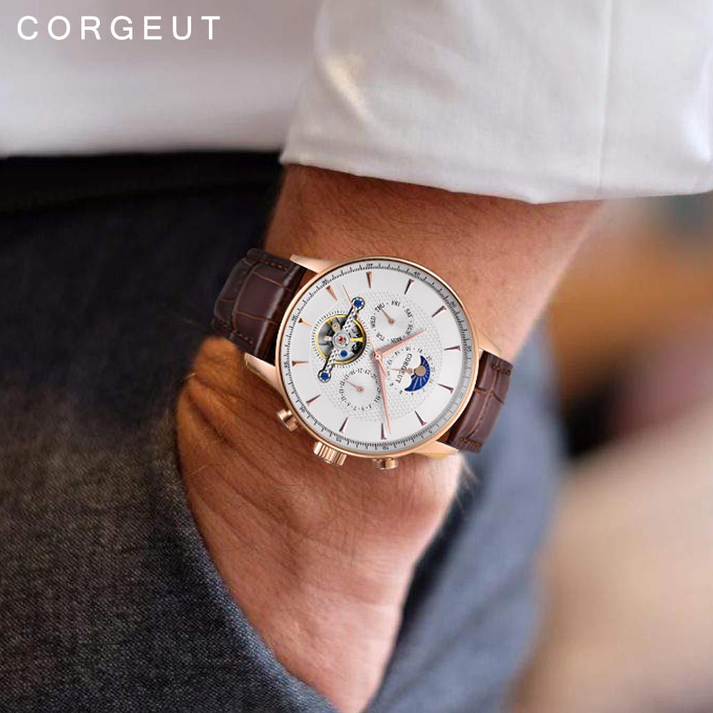 Đồng Hồ Nam Cơ Tự Động Corgeut Nhật Bản,Thời Trang, Cao Cấp-Máy Cơ Automatic Nhật sang trọngTinh Tế đẳng cấp kính saphir