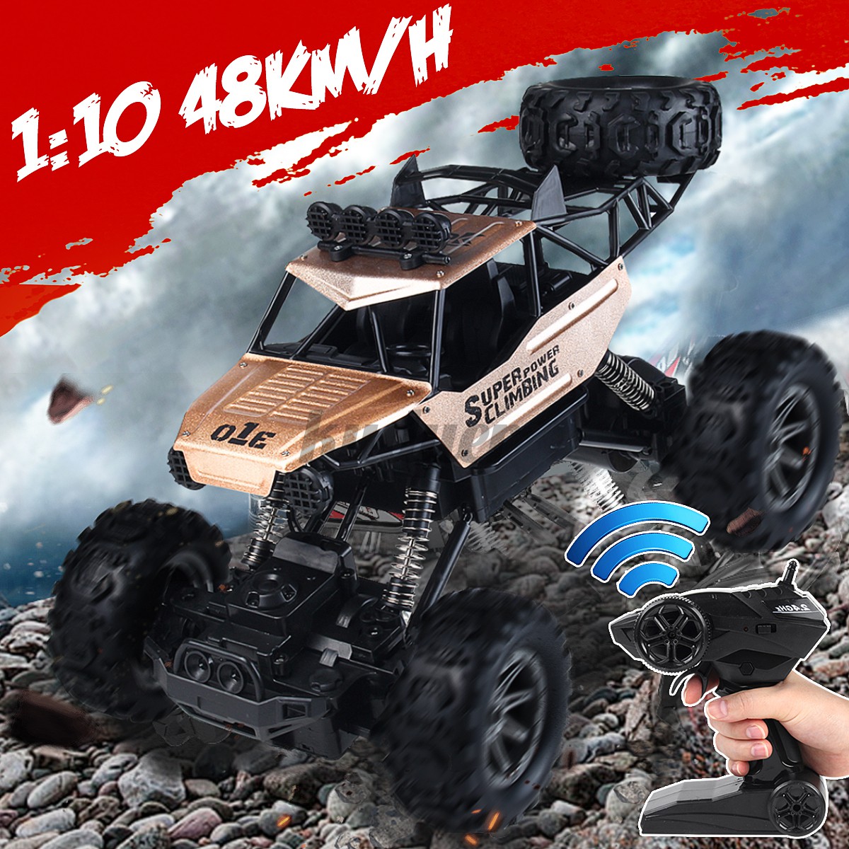 RC Xe Địa Hình Điều Khiển Từ Xa Tỉ Lệ 1: 10 Kèm Phụ Kiện