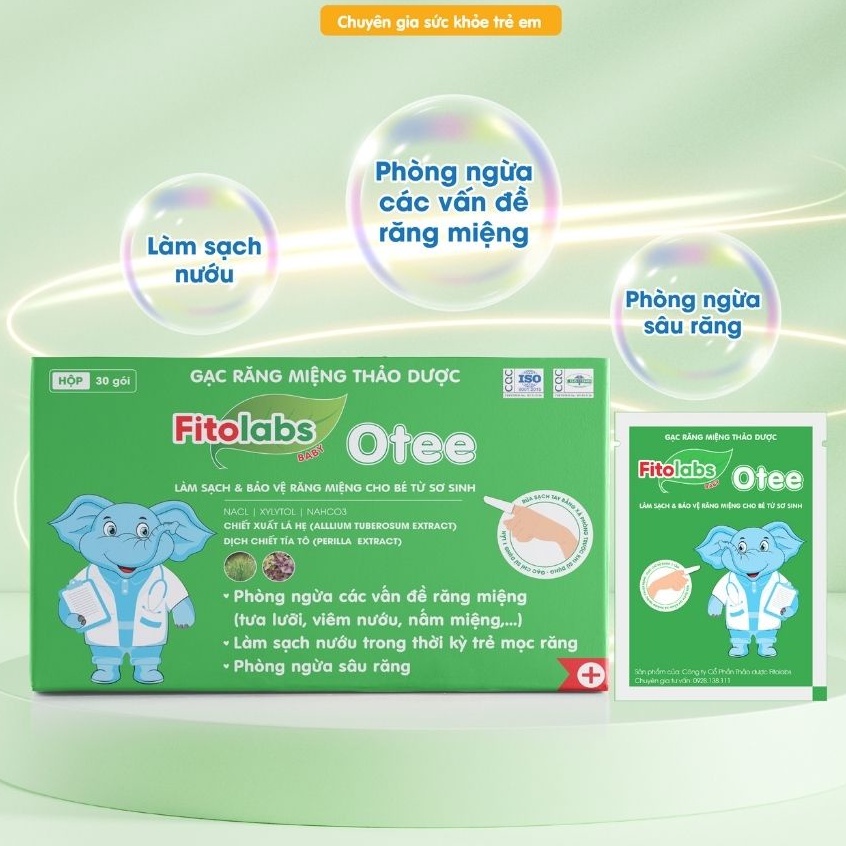 Gạc răng miệng thảo dược Fitolabs otee vệ sinh khoang miệng tưa lưỡi cho bé từ sơ sinh.suckhoechomoinha
