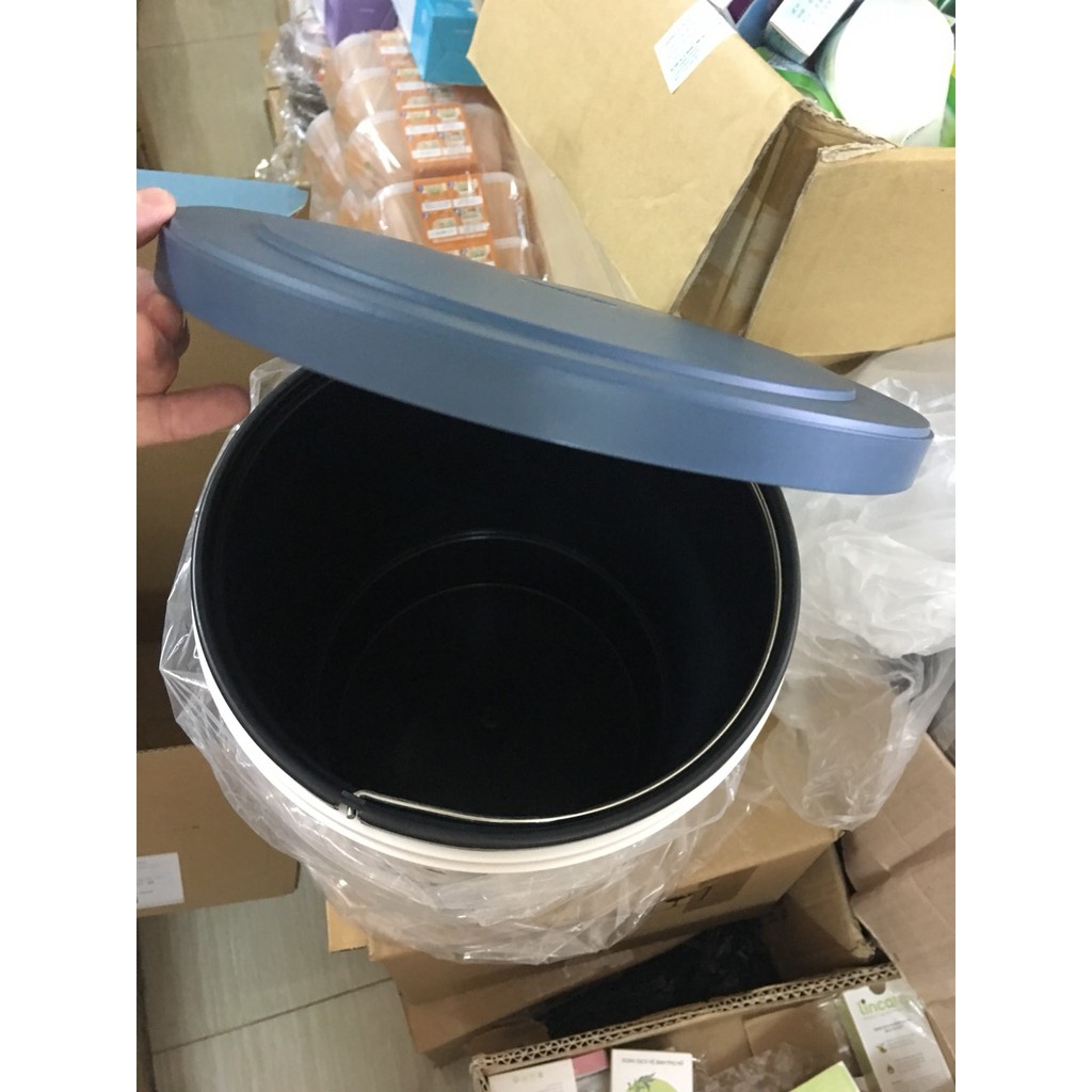 Thùng rác chân đạp tròn Hiro Inochi 6L-12L Nhật Bản (hàng xuất Nhật) công nghệ Ag+ (ion bạc) kháng khuẩn khử mùi