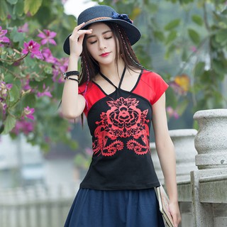 Áo Thun Tay Dài Dáng Ôm In Họa Tiết Chim Phượng Hoàng Phong Cách Trung Hoa Thời Trang Cho Nữ