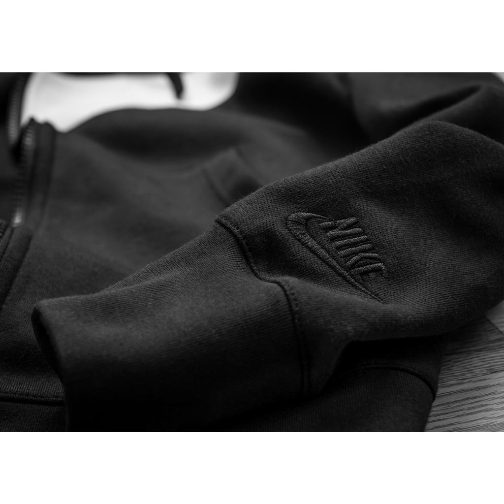 NIKE - Áo khoác nỉ thể thao nam nữ Nike Sportswear HBR Big Swoosh Jacket chính hãng - Đen x Trắng