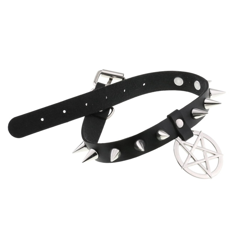 Vòng Cổ Choker Da Pu Đính Gai Kim Loại Phong Cách Punk Unisex