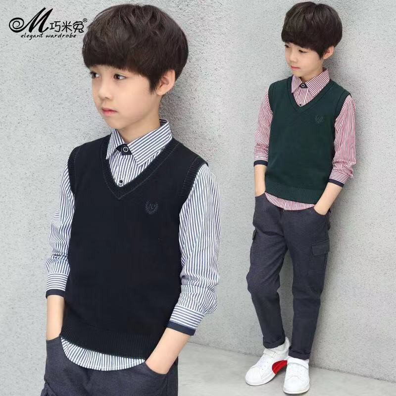 Áo Vest Dệt Kim Cotton Thời Trang Mùa Xuân 2019 Cho Bé Trai