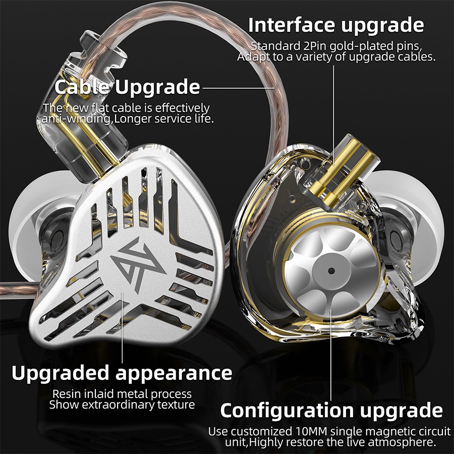 Tai Nghe Nhét Tai Kz EDS 10mm Có Nam Châm 0.75mm 2Pin OFC