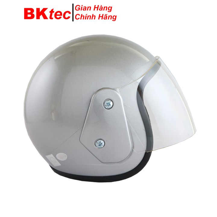 Mũ bảo hiểm 3/4 đầu có kính chính hãng BKtec, mũ bảo hiểm che tai có kính, nón bảo hiểm cao cấp mũ bảo hiểm trơn