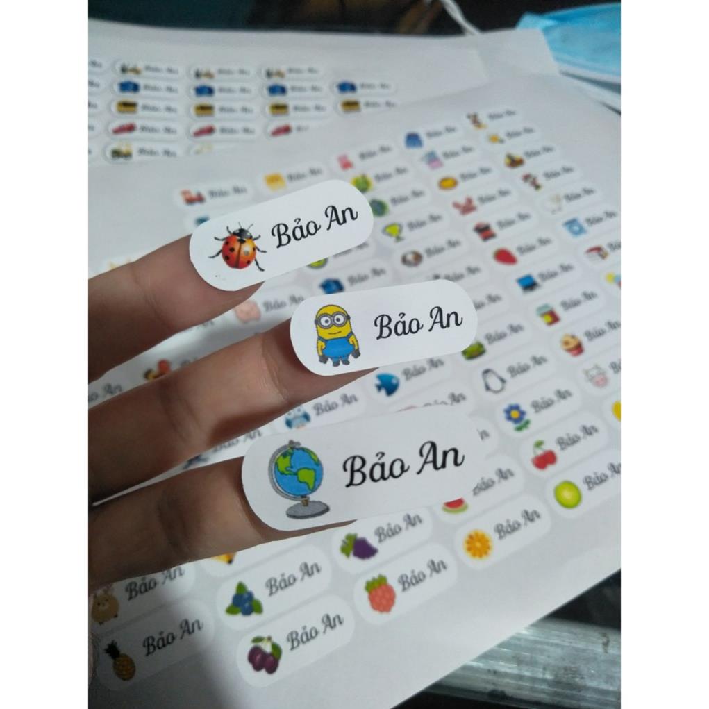 Set 80 sticker - nhãn dán in tên bé theo yêu cầu