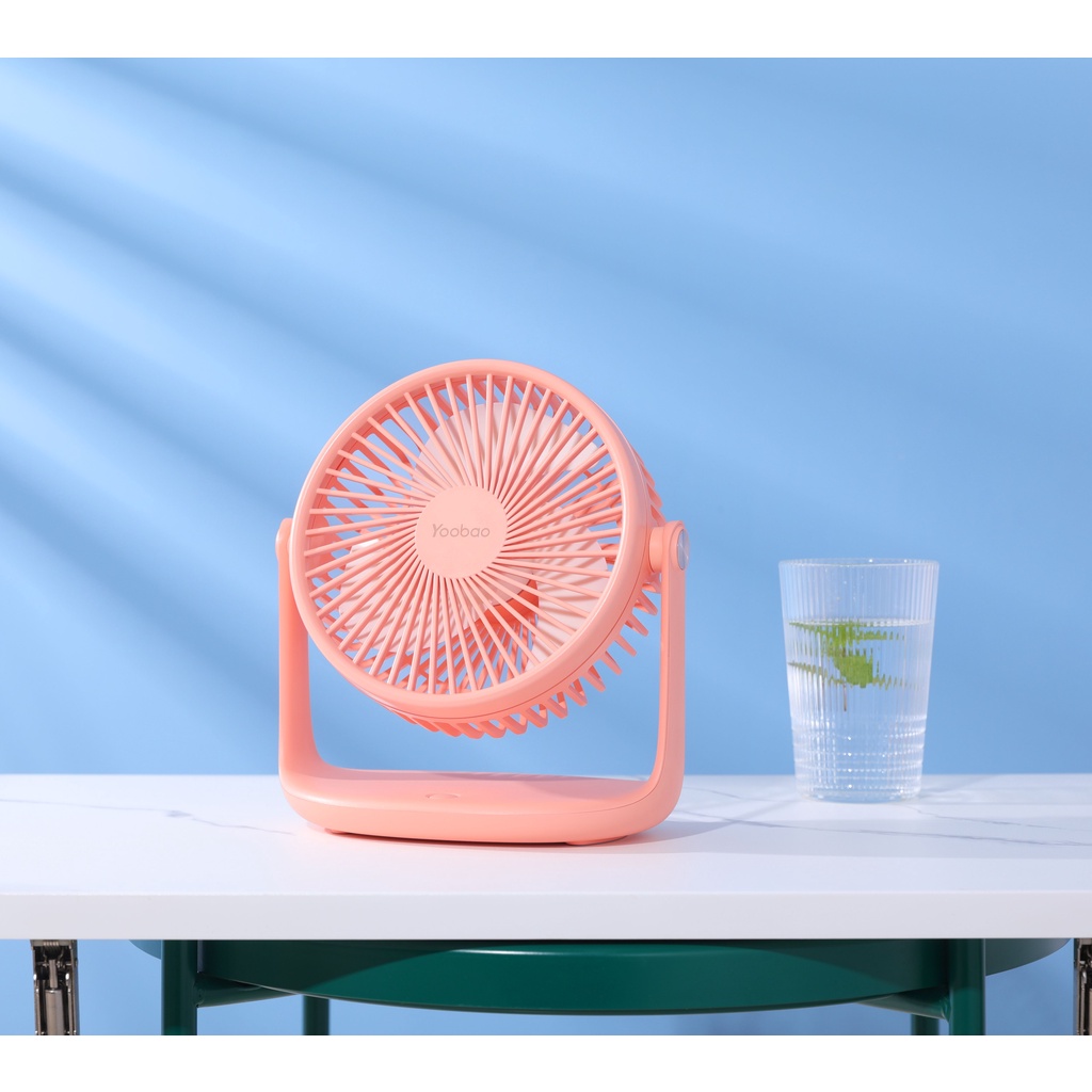 Quạt sạc để bàn làm việc YOOBAO model F2P Chạy 12 - 50 tiếng liên tục với 3 mức gió, thiết kế chắc chắn