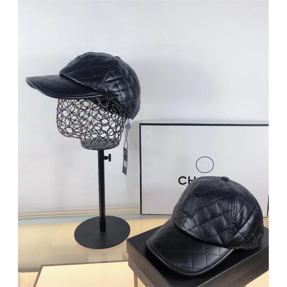nón kết nam lưỡi trai da logo chane size lớn - nk46