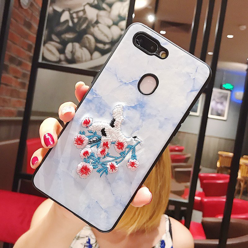 For OPPO R15 R11S R11 R9 R9S F3 Plus Case Crane Embroidery PU Leather Cover