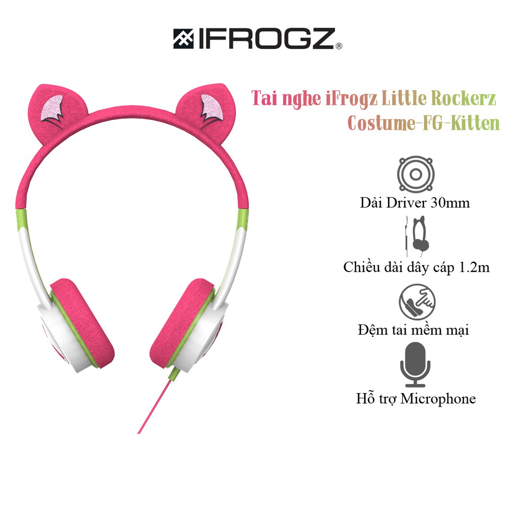 Tai nghe iFrogz Headphone-Little Rockerz Costume có dây dành cho trẻ em - Hàng chính hãng