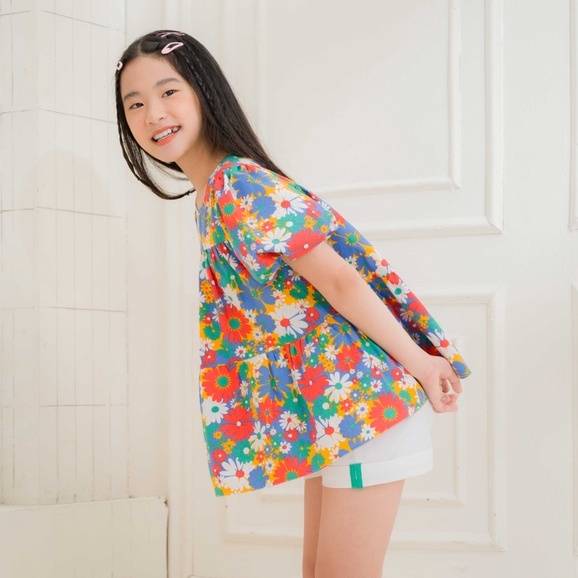 Áo sơ mi JOOKYLI bé gái họa tiết hoa 16G0956