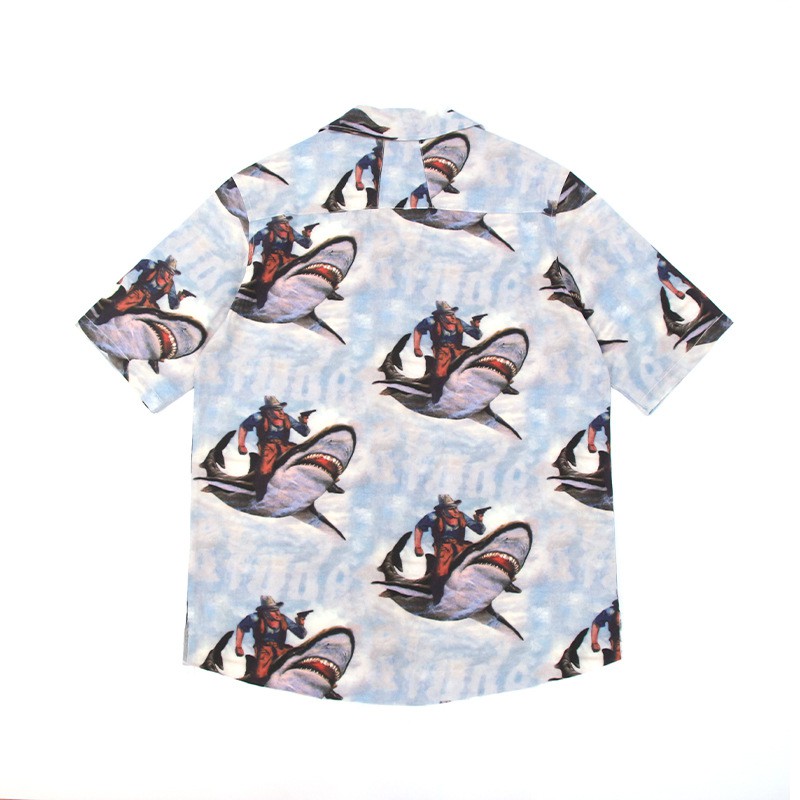 Áo sơ mi Rhud3 shark print bowling shirt ss21