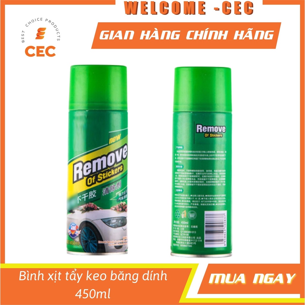 Xịt Tẩy Keo Dính Ô tô Xe máy Đa Năng Chai 450ml Remove Of Stickers XTK45 [CEC Store]