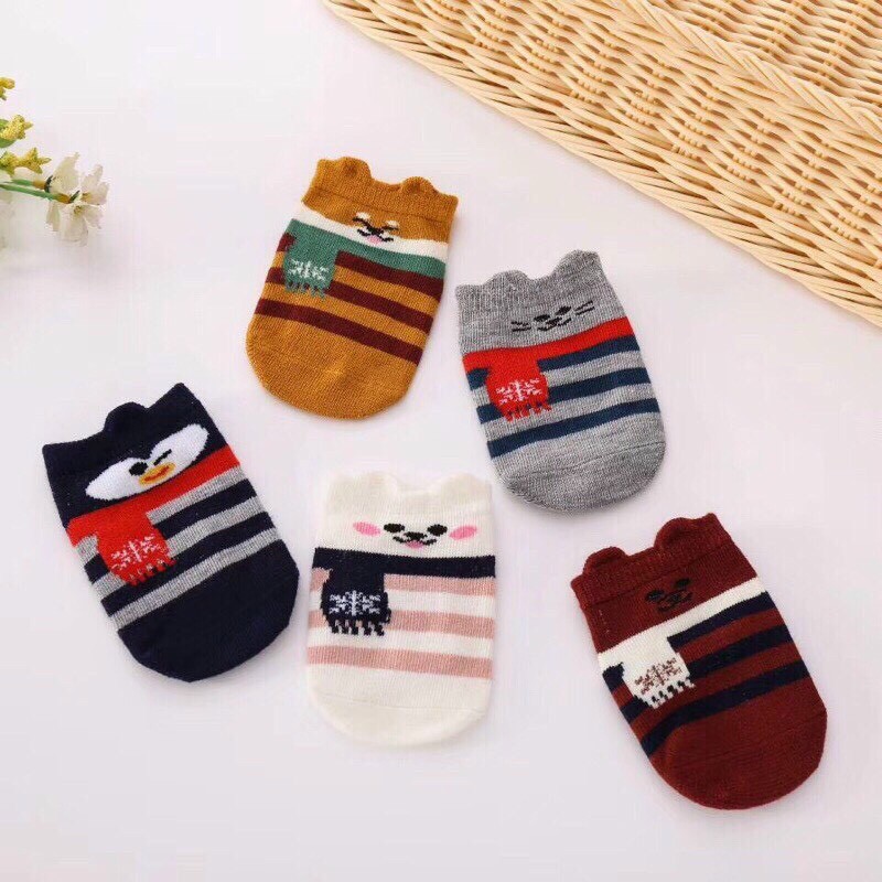 TẤT TRẺ EM ⚡️FREESHIP⚡️ Set 5 Đôi Tất Cổ Ngắn Hình Thú Cho Bé