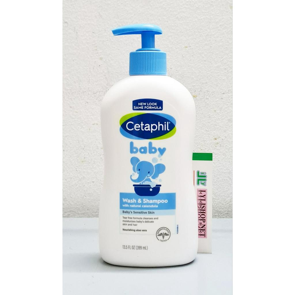 Sữa tắm gội Cetaphil Baby Gentle Wash &amp; Shampoo chai 399ml có vòi từ Mỹ