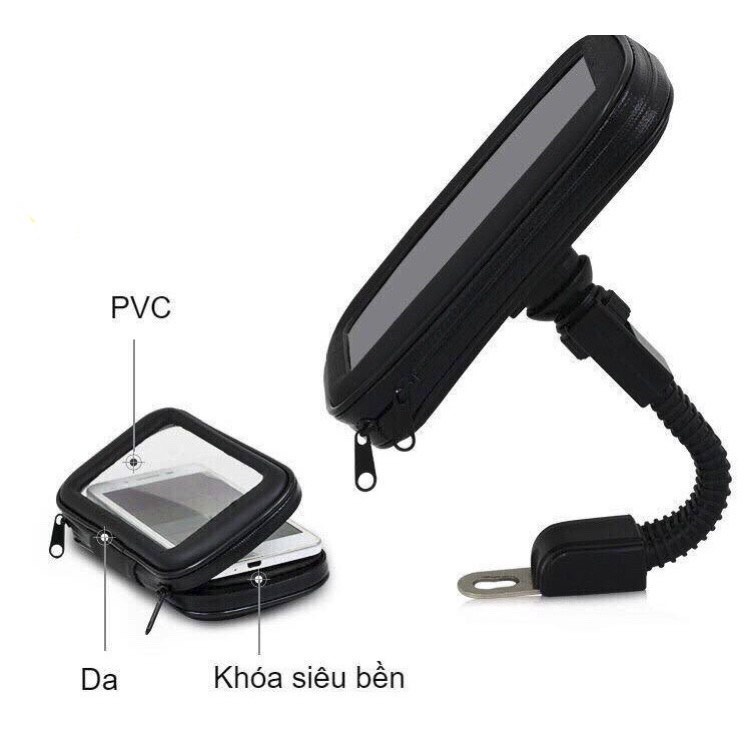 Kẹp Điện Thoại Chân Gương Chống Nước Tiện dụng XE MÁY Có Cảm Ứng DÙNG CHO ĐIỆN THOẠI CÓ KÍCH THƯỚC ĐẾN 6.7 12 13 PRO MAX